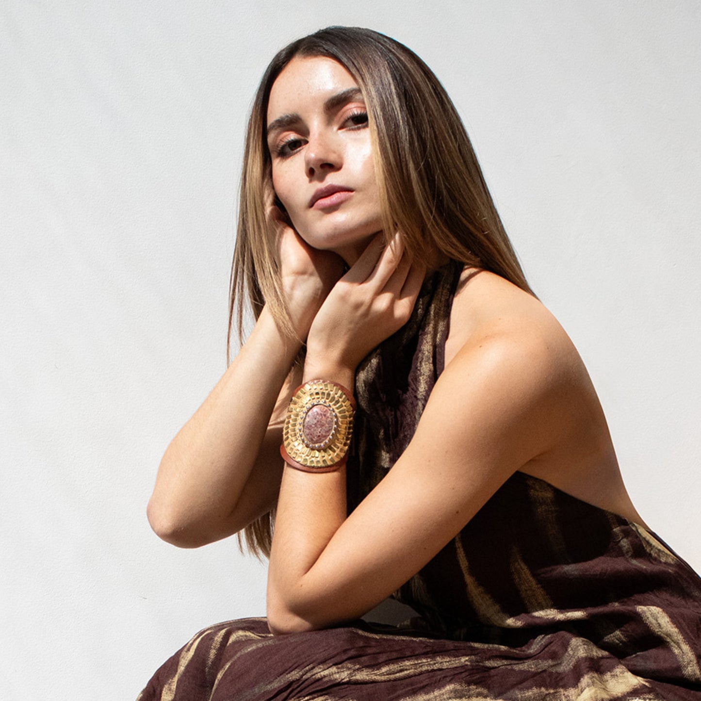 Rocal Semi-precious Unikite Stone Cuff