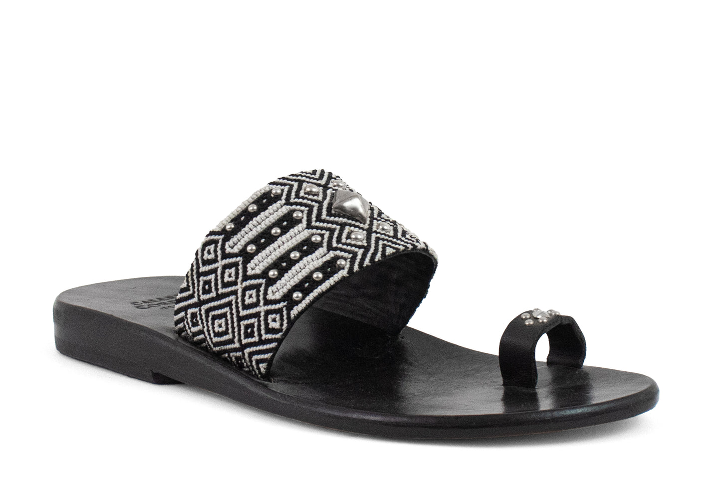Papi Blk-Wht Woven Sandal