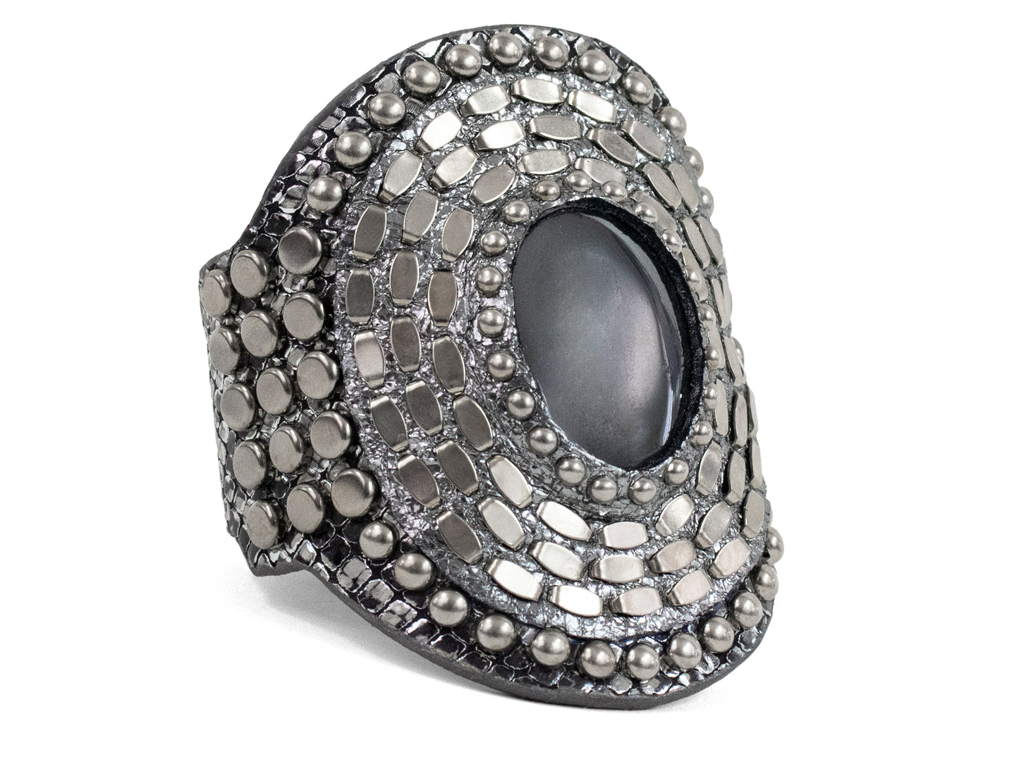 Rocal Semi-precious Hematite Stone Cuff