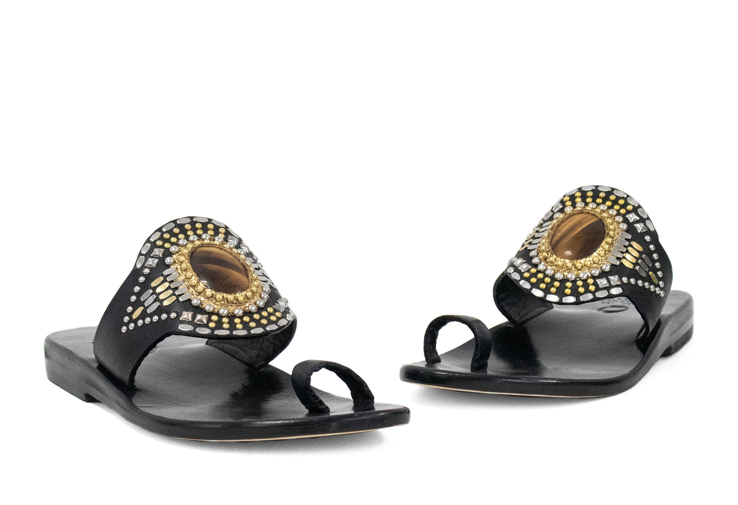 Rocal Semi-precious Tigers Eye Stone Sandal