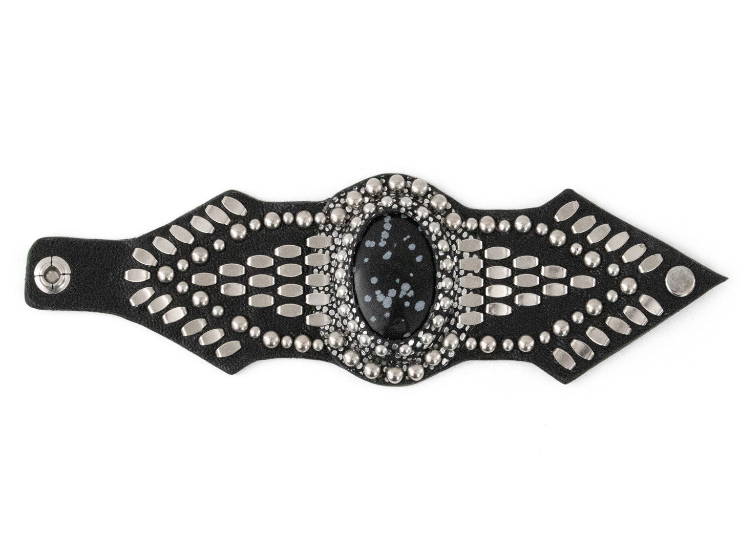 Reina Semi-precious Snowflake Obsidian Stone Bracelet