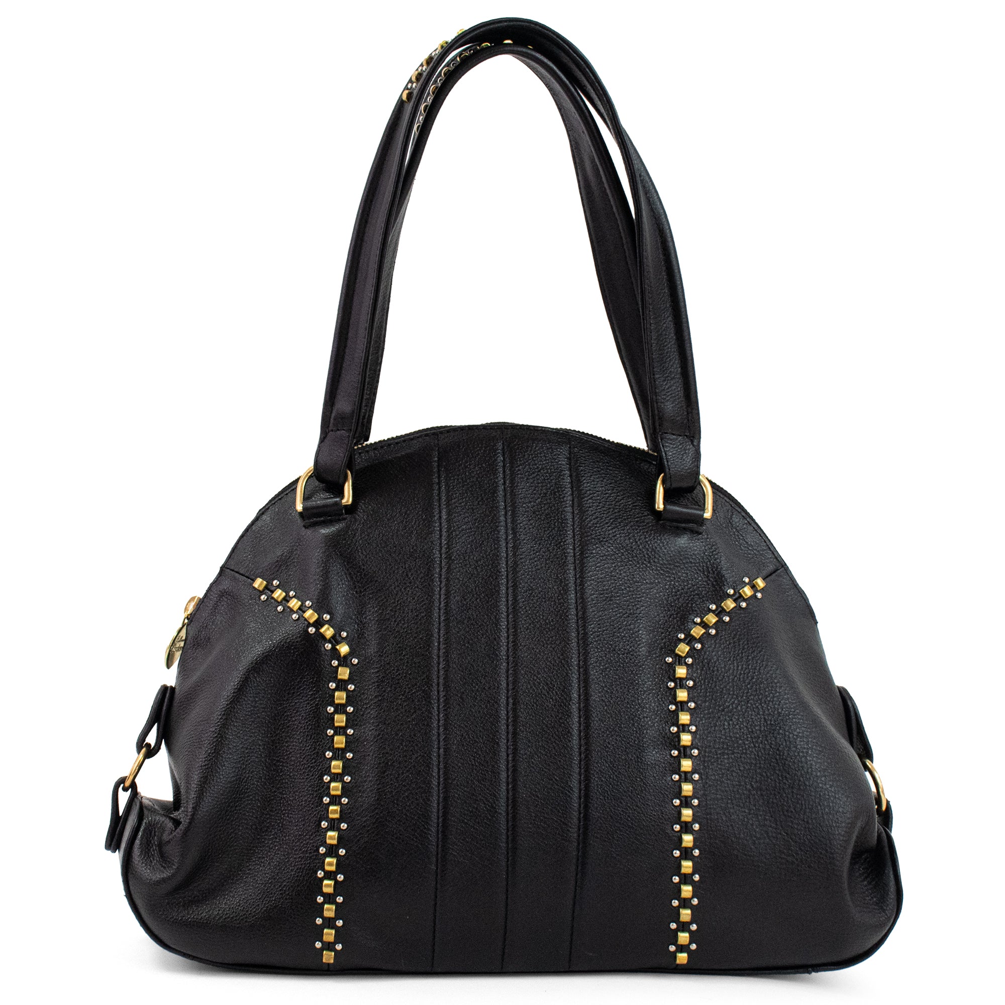 calleen cordero Dakota Large Handbag Black Belmont w/ Brass & Nickel Art