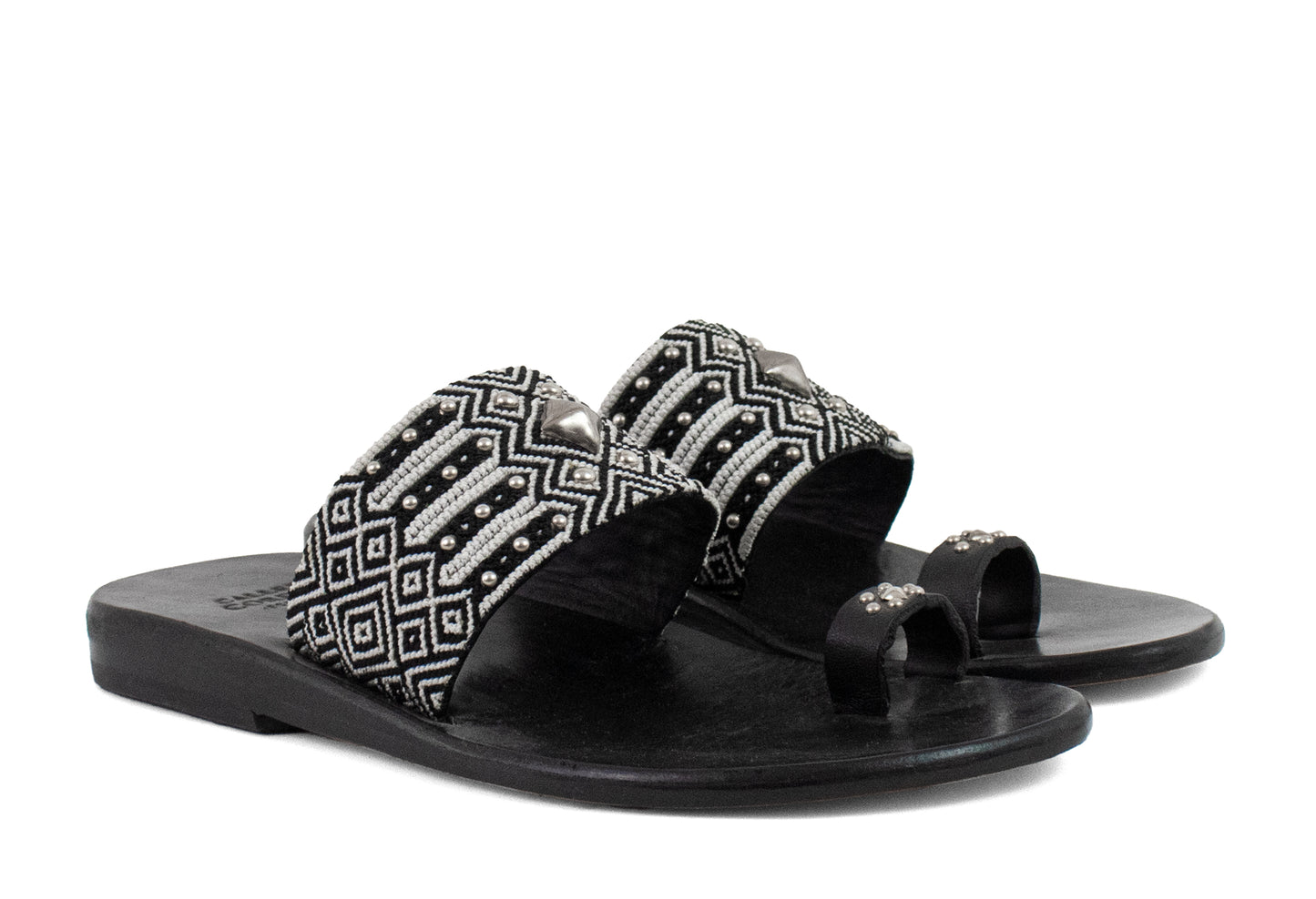 Papi Blk-Wht Woven Sandal